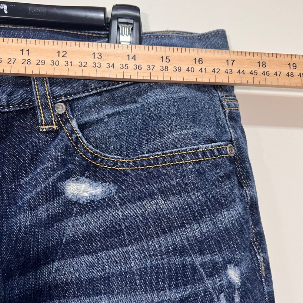 Ann Taylor Loft Boyfriend Jeans 6 Distressed Dark Wash Denim Pants Sz 28 6 - Picture 4 of 6